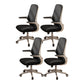 Flip-up Armrest Desk Chair Microfiber Desk High Back Chair Swivel Ergonomic Black 4 Piece Set Clearhalo 'furn' 'furn_office_chair' 'Furniture' 'Office Chairs' 'Office Furniture' 'office_chair' 6121256