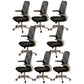 Flip-up Armrest Desk Chair Microfiber Desk High Back Chair Swivel Ergonomic Black 8 Piece Set Clearhalo 'furn' 'furn_office_chair' 'Furniture' 'Office Chairs' 'Office Furniture' 'office_chair' 6121260