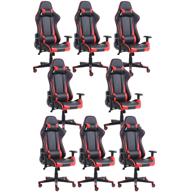 Eigentijdse fauteuil met hoofdsteun, gestoffeerde draaibare kunstleren stoel