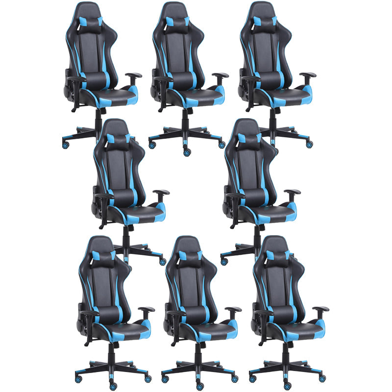 Eigentijdse fauteuil met hoofdsteun, gestoffeerde draaibare kunstleren stoel