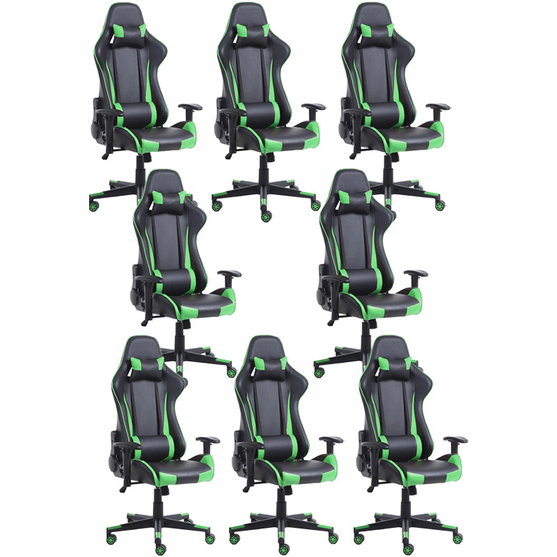 Eigentijdse fauteuil met hoofdsteun, gestoffeerde draaibare kunstleren stoel