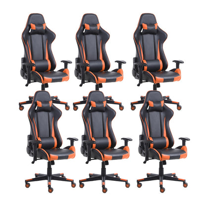 Eigentijdse fauteuil met hoofdsteun, gestoffeerde draaibare kunstleren stoel