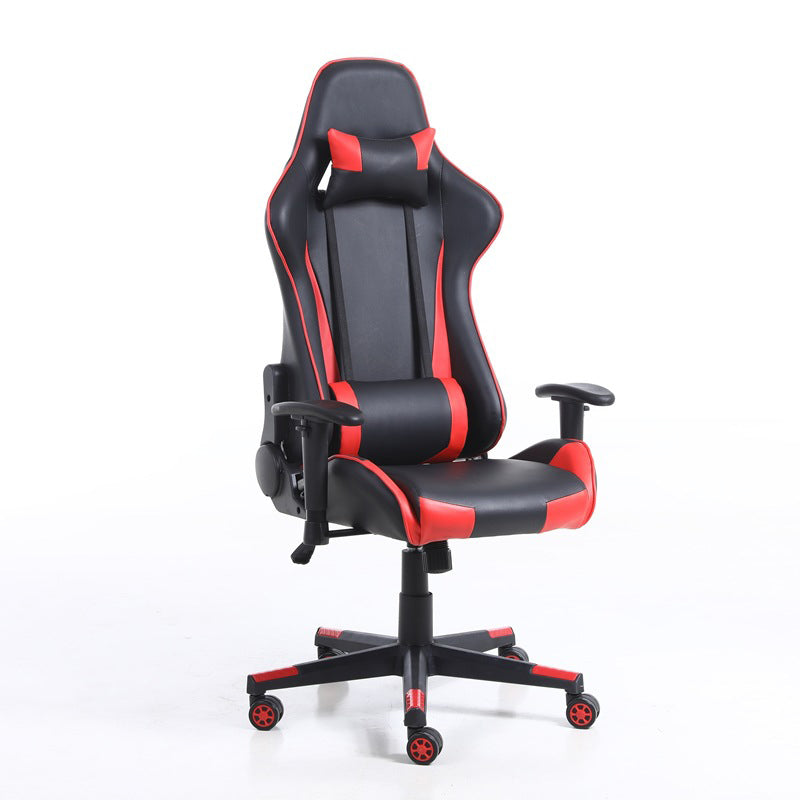 Eigentijdse fauteuil met hoofdsteun, gestoffeerde draaibare kunstleren stoel