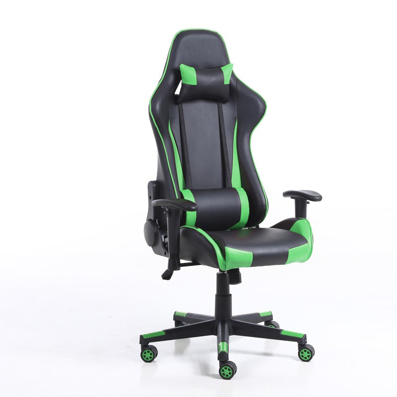 Eigentijdse fauteuil met hoofdsteun, gestoffeerde draaibare kunstleren stoel