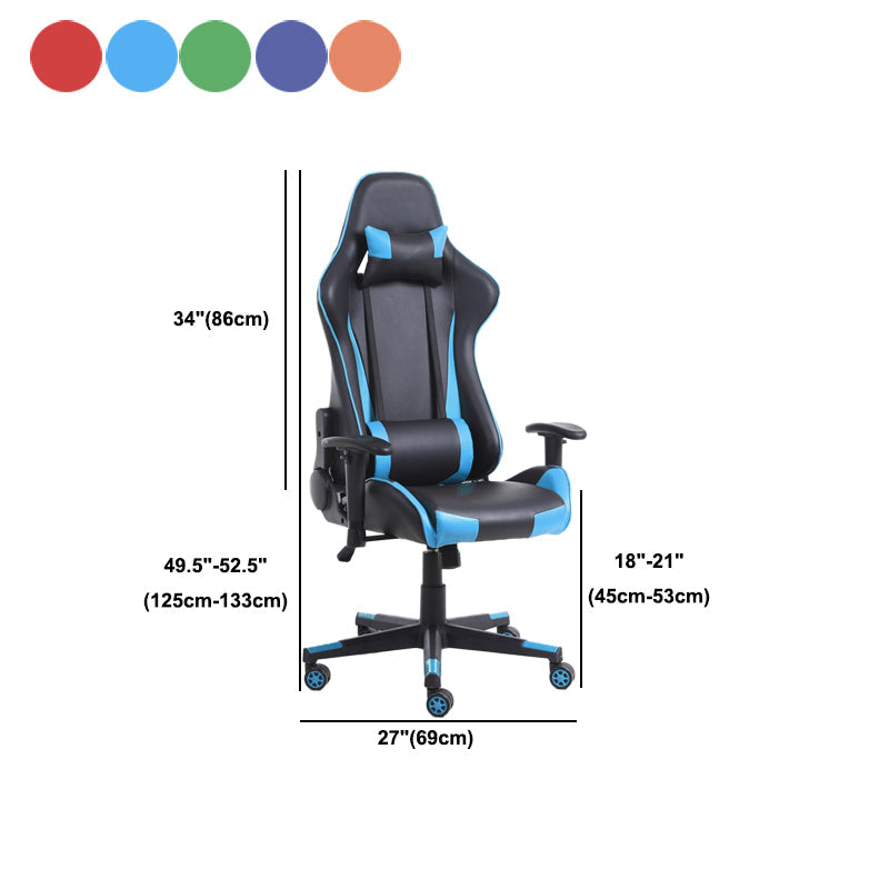 Eigentijdse fauteuil met hoofdsteun, gestoffeerde draaibare kunstleren stoel