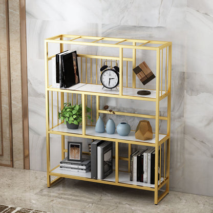 Standard Metal Shelf Bookcase Glam Open Book Shelf with Shelves
