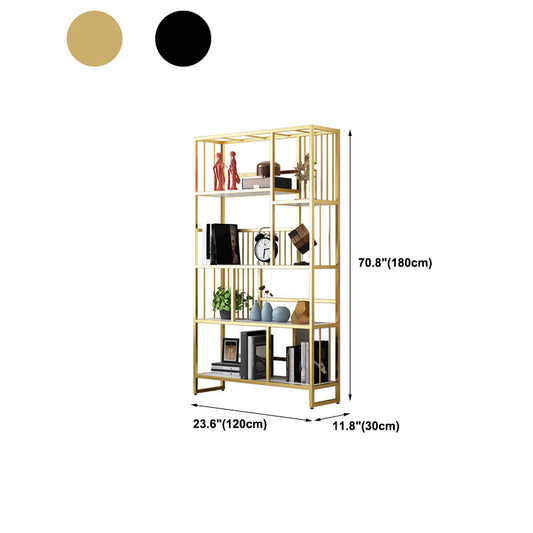 Standard Metal Shelf Bookcase Glam Open Book Shelf with Shelves