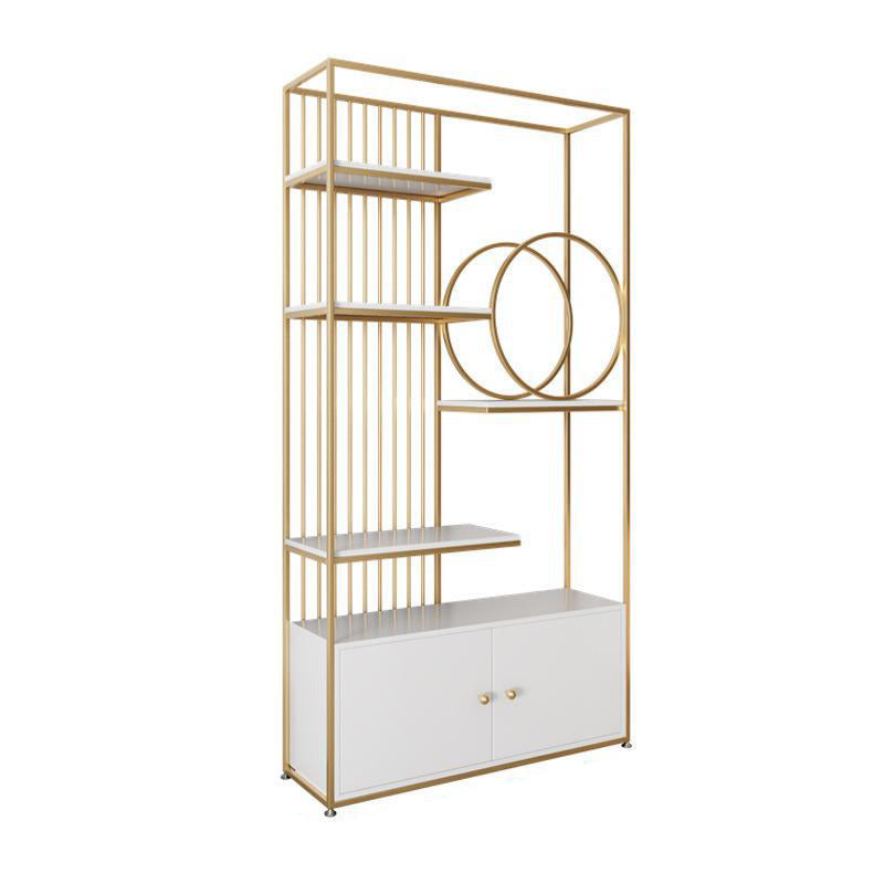 11.8" W Modern Metal Bookcase with Rectangular Shelves Etagere Bookshelf Gold Clearhalo 'Bookcases' 'furn' 'furn_bookcases' 'Furniture' 'Office Furniture' 6121328