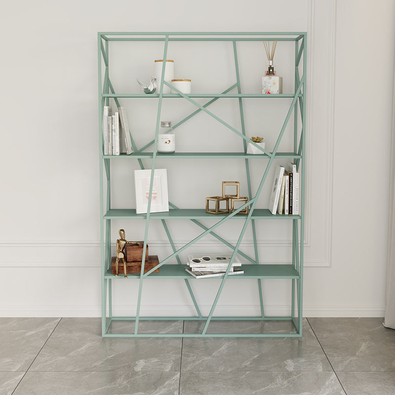 Metal Ladder Shelf Bookcase Modern Vertical Open Back Book Shelf 47.2"L x 11.8"W x 70.9"H Green Clearhalo 'Bookcases' 'furn' 'furn_bookcases' 'Furniture' 'Office Furniture' 6121346