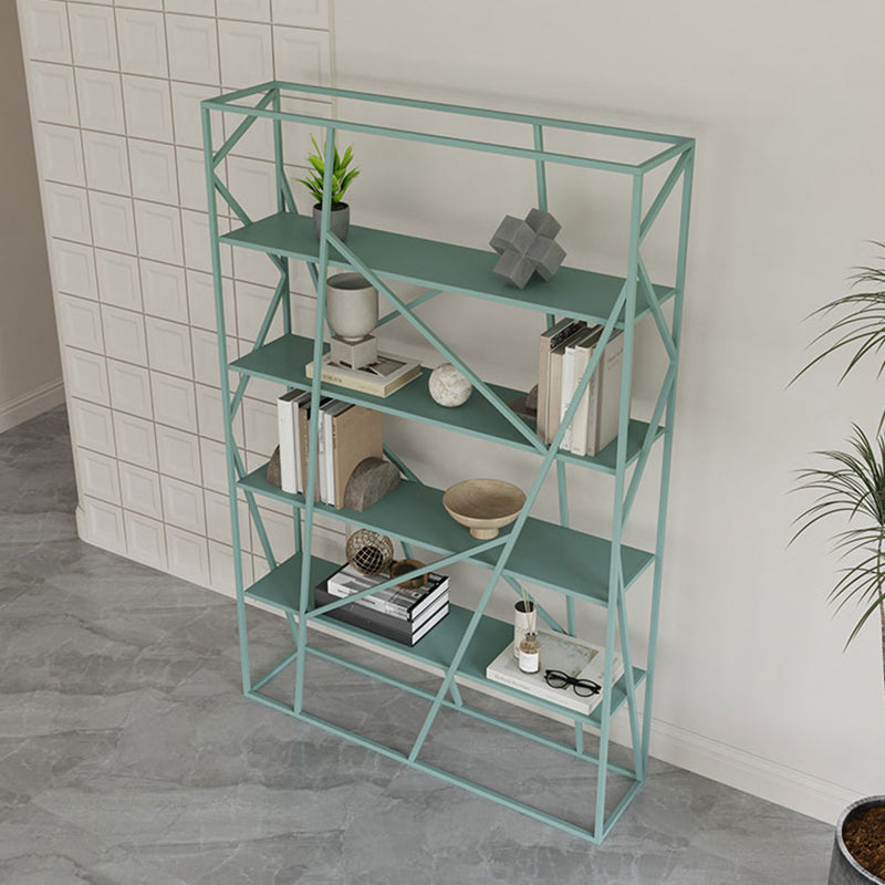 Metal Ladder Shelf Bookcase Modern Vertical Open Back Book Shelf 55.1"L x 11.8"W x 70.9"H Green Clearhalo 'Bookcases' 'furn' 'furn_bookcases' 'Furniture' 'Office Furniture' 6121349