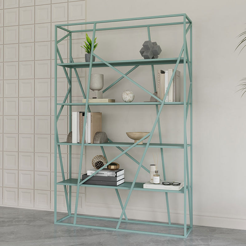 Metal Ladder Shelf Bookcase Modern Vertical Open Back Book Shelf 31.5"L x 11.8"W x 70.9"H Green Clearhalo 'Bookcases' 'furn' 'furn_bookcases' 'Furniture' 'Office Furniture' 6121352