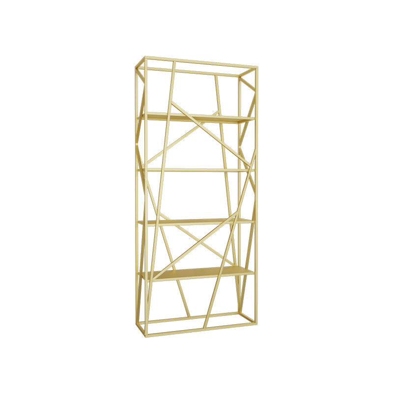 Metal Ladder Shelf Bookcase Modern Vertical Open Back Book Shelf 31.5"L x 11.8"W x 70.9"H Gold Clearhalo 'Bookcases' 'furn' 'furn_bookcases' 'Furniture' 'Office Furniture' 6121355