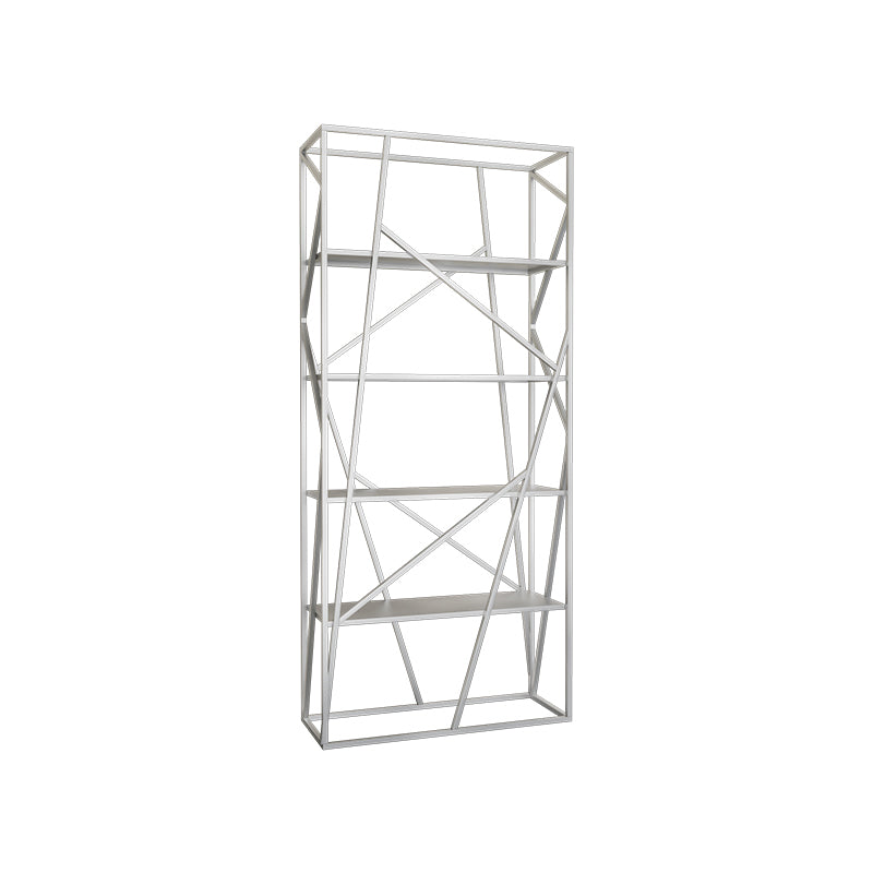 Metal Ladder Shelf Bookcase Modern Vertical Open Back Book Shelf 31.5"L x 11.8"W x 70.9"H Silver Clearhalo 'Bookcases' 'furn' 'furn_bookcases' 'Furniture' 'Office Furniture' 6121366