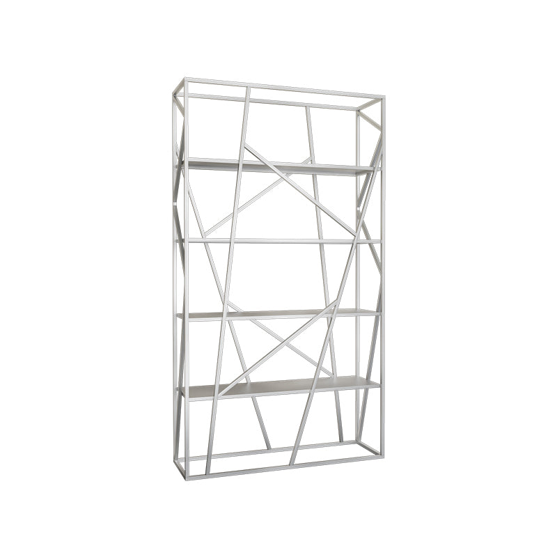 Metal Ladder Shelf Bookcase Modern Vertical Open Back Book Shelf 39.4"L x 11.8"W x 70.9"H Silver Clearhalo 'Bookcases' 'furn' 'furn_bookcases' 'Furniture' 'Office Furniture' 6121367