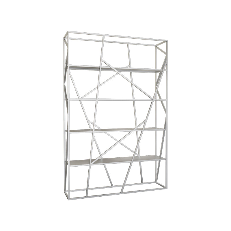 Metal Ladder Shelf Bookcase Modern Vertical Open Back Book Shelf 47.2"L x 11.8"W x 70.9"H Silver Clearhalo 'Bookcases' 'furn' 'furn_bookcases' 'Furniture' 'Office Furniture' 6121368
