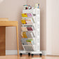White Contemporary Standard Home Plastic Bookshelf with Wheels 15.4"L x 7.5"W x 29.9"H Clearhalo 'Bookcases' 'furn' 'furn_bookcases' 'Furniture' 'Office Furniture' 6121377