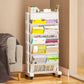 White Contemporary Standard Home Plastic Bookshelf with Wheels Clearhalo 'Bookcases' 'furn' 'furn_bookcases' 'Furniture' 'Office Furniture' 6121378