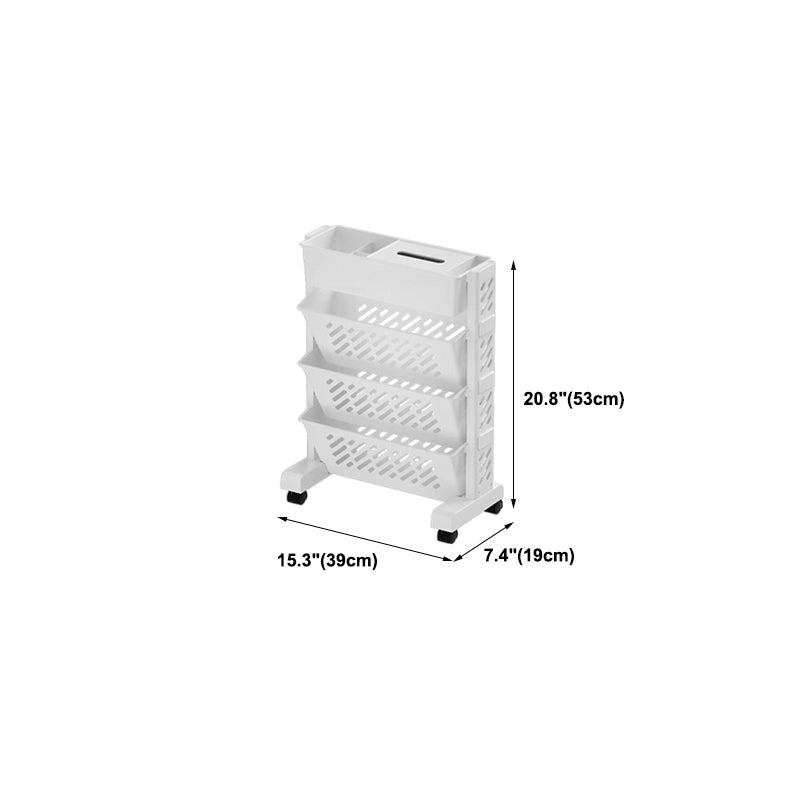 White Contemporary Standard Home Plastic Bookshelf with Wheels Clearhalo 'Bookcases' 'furn' 'furn_bookcases' 'Furniture' 'Office Furniture' 6121384