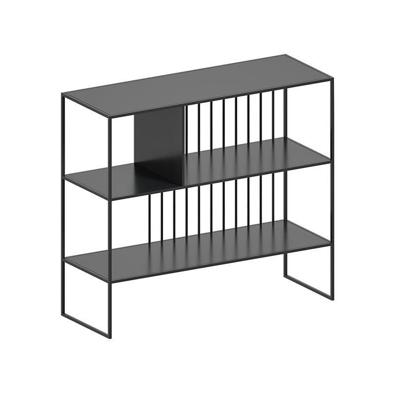 Urban Metal Shelf Bookcase Double Shelving Open Back Book Shelf 35"L x 12"W x 31"H Matte Black Clearhalo 'Bookcases' 'furn' 'furn_bookcases' 'Furniture' 'Office Furniture' 6121400