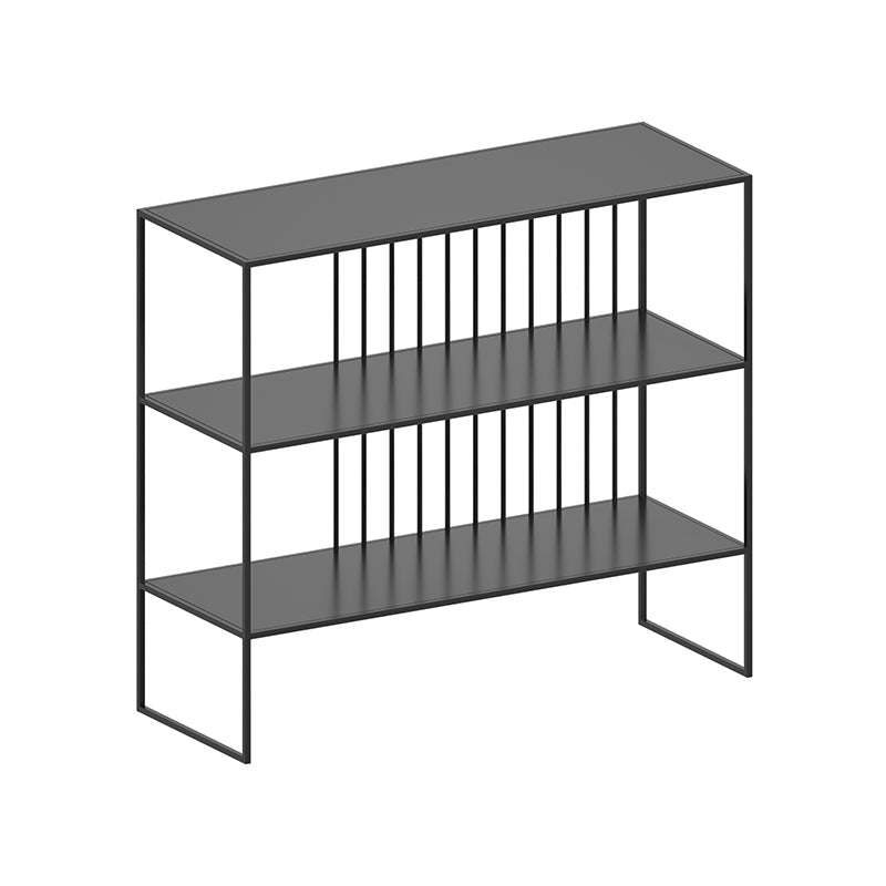 Urban Metal Shelf Bookcase Double Shelving Open Back Book Shelf 35"L x 12"W x 31"H Black Clearhalo 'Bookcases' 'furn' 'furn_bookcases' 'Furniture' 'Office Furniture' 6121401