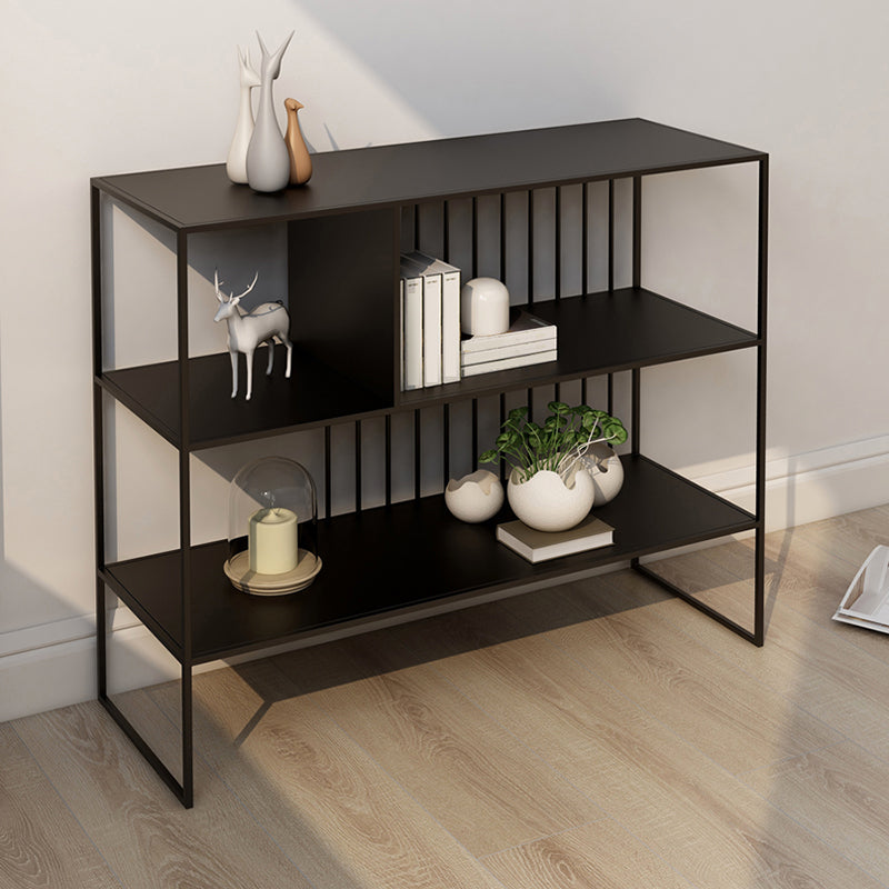Urban Metal Shelf Bookcase Double Shelving Open Back Book Shelf 47"L x 12"W x 31"H Matte Black Clearhalo 'Bookcases' 'furn' 'furn_bookcases' 'Furniture' 'Office Furniture' 6121402