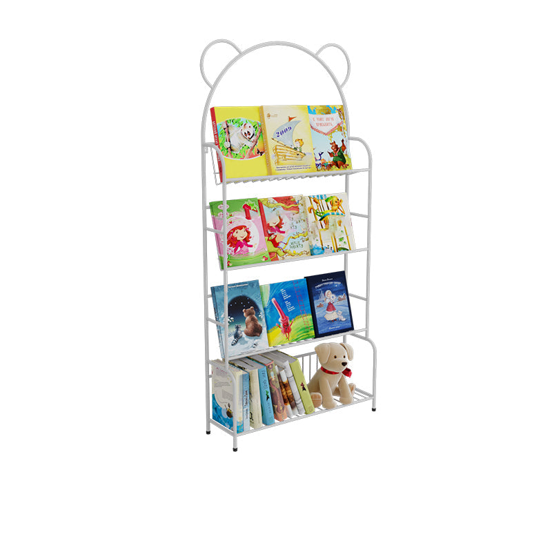 Contemporary Metal Shelf Bookcase 4 Shelf Open Back Bookshelf 26.4"L x 7.9"W x 55.2"H White Clearhalo 'Bookcases' 'furn' 'furn_bookcases' 'Furniture' 'Office Furniture' 6121505