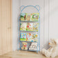 Contemporary Metal Shelf Bookcase 4 Shelf Open Back Bookshelf Blue Clearhalo 'Bookcases' 'furn' 'furn_bookcases' 'Furniture' 'Office Furniture' 6121506