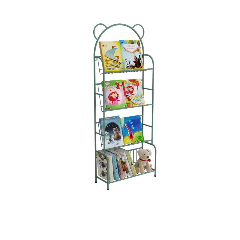 Contemporary Metal Shelf Bookcase 4 Shelf Open Back Bookshelf 20.5"L x 7.9"W x 51.5"H Green Clearhalo 'Bookcases' 'furn' 'furn_bookcases' 'Furniture' 'Office Furniture' 6121512