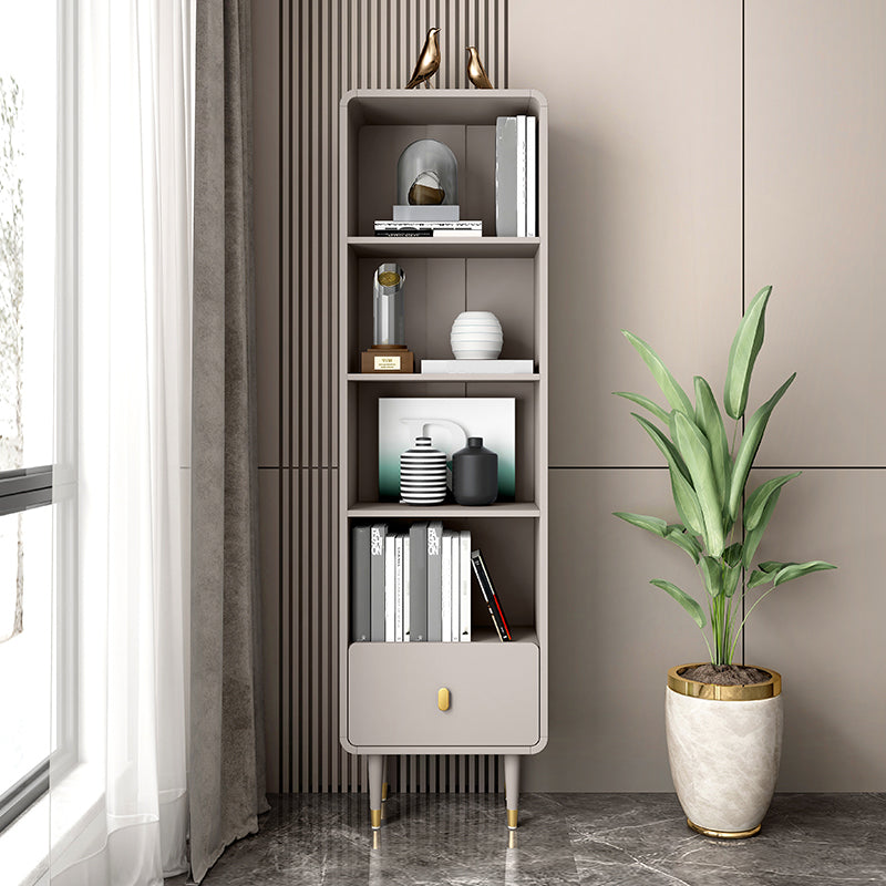 Solid Wood Bookshelf Modern Standard Bookshelf 10.5" W with Drawers