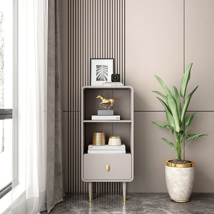 Solid Wood Bookshelf Modern Standard Bookshelf 10.5" W with Drawers