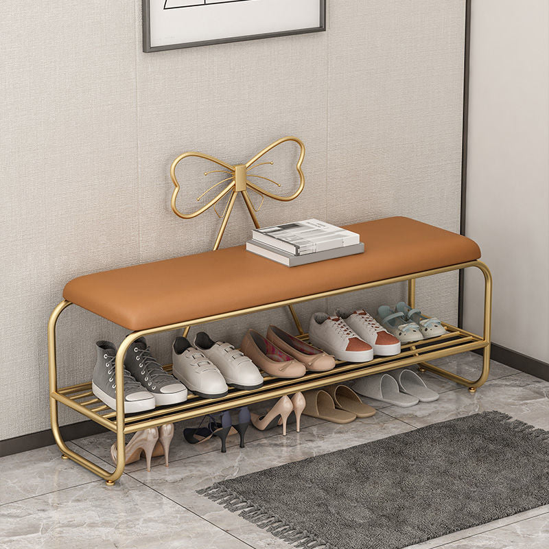 13.78 Inch Wide Glam Cushioned Bench Foam Bench with Shoes Storage 47"L x 14"W x 18"H Orange Clearhalo 'Benches' 'Chairs & Seating' 'furn' 'furn_benches' 'Furniture' 'Living Room Furniture' 6121582