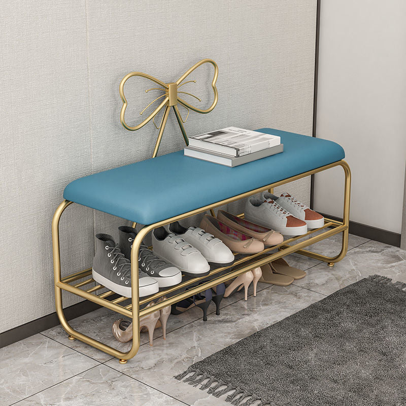 13.78 Inch Wide Glam Cushioned Bench Foam Bench with Shoes Storage Clearhalo 'Benches' 'Chairs & Seating' 'furn' 'furn_benches' 'Furniture' 'Living Room Furniture' 6121583