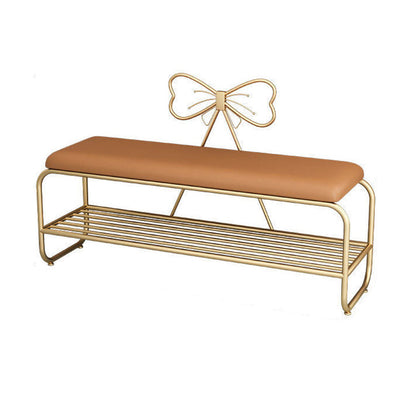 13.78 Inch Wide Glam Cushioned Bench Foam Bench with Shoes Storage Orange Clearhalo 'Benches' 'Chairs & Seating' 'furn' 'furn_benches' 'Furniture' 'Living Room Furniture' 6121586