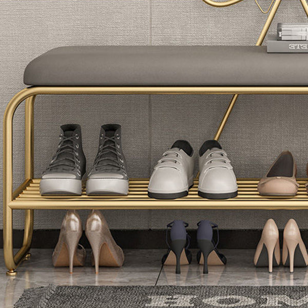 13.78 Inch Wide Glam Cushioned Bench Foam Bench with Shoes Storage Clearhalo 'Benches' 'Chairs & Seating' 'furn' 'furn_benches' 'Furniture' 'Living Room Furniture' 6121589