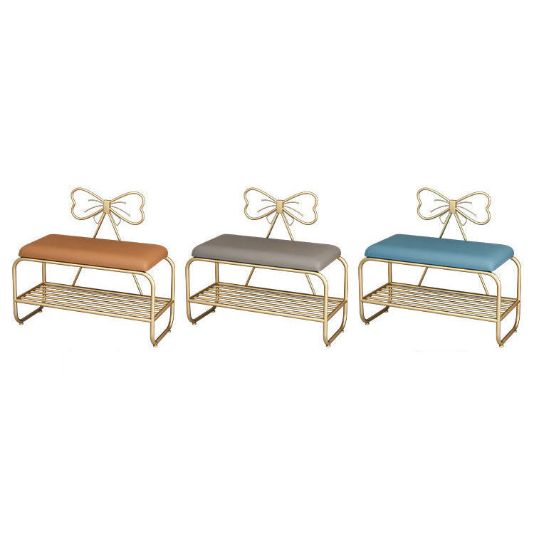 13.78 Inch Wide Glam Cushioned Bench Foam Bench with Shoes Storage Clearhalo 'Benches' 'Chairs & Seating' 'furn' 'furn_benches' 'Furniture' 'Living Room Furniture' 6121591