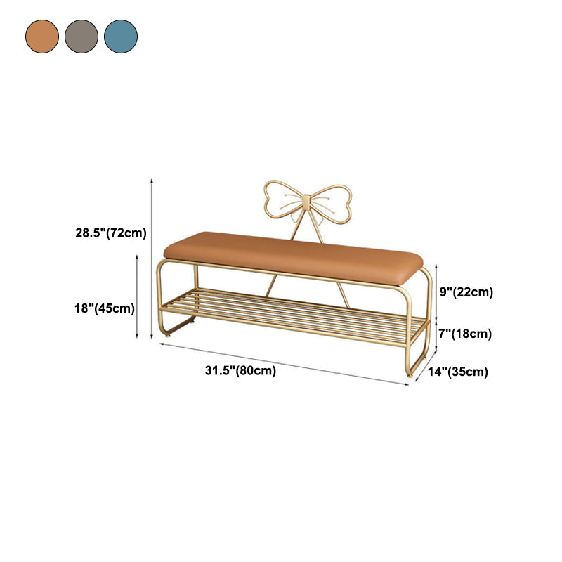 13.78 Inch Wide Glam Cushioned Bench Foam Bench with Shoes Storage Clearhalo 'Benches' 'Chairs & Seating' 'furn' 'furn_benches' 'Furniture' 'Living Room Furniture' 6121596