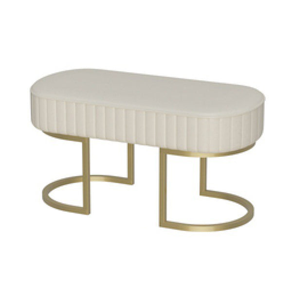 15.7" W Upholstered Ottoman Bench Glam Cushioned Seating Bench 31.5"L x 16"W x 18"H Off-White Clearhalo 'Benches' 'Chairs & Seating' 'furn' 'furn_benches' 'Furniture' 'Living Room Furniture' 6121621