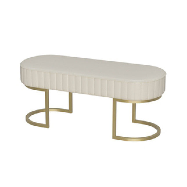 15.7" W Upholstered Ottoman Bench Glam Cushioned Seating Bench 39"L x 16"W x 18"H Off-White Clearhalo 'Benches' 'Chairs & Seating' 'furn' 'furn_benches' 'Furniture' 'Living Room Furniture' 6121623