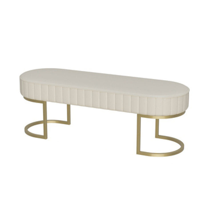 15.7" W Upholstered Ottoman Bench Glam Cushioned Seating Bench 47"L x 16"W x 18"H Off-White Clearhalo 'Benches' 'Chairs & Seating' 'furn' 'furn_benches' 'Furniture' 'Living Room Furniture' 6121625