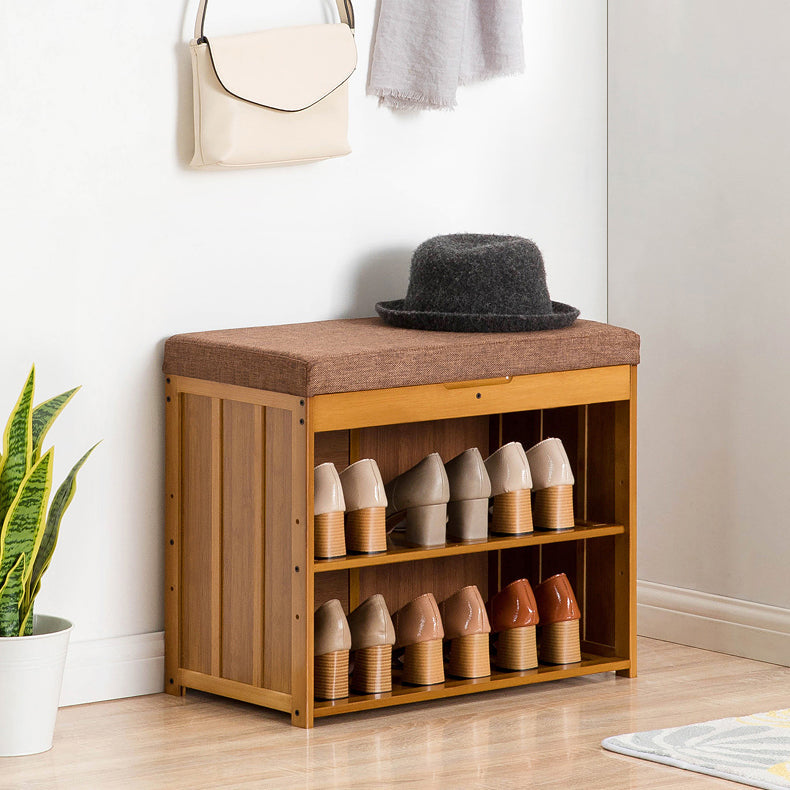 11.8 Inch Wide Traditional Cushioned Bench Bamboo Bench with Flip Top Clearhalo 'Benches' 'Chairs & Seating' 'furn' 'furn_benches' 'Furniture' 'Living Room Furniture' 6121642