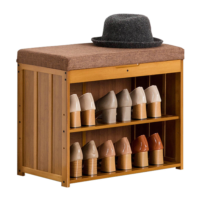 11.8 Inch Wide Traditional Cushioned Bench Bamboo Bench with Flip Top 23.6"L x 11.8"W x 18.9"H Brown Clearhalo 'Benches' 'Chairs & Seating' 'furn' 'furn_benches' 'Furniture' 'Living Room Furniture' 6121643