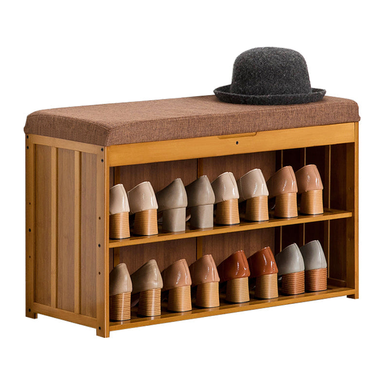 11.8 Inch Wide Traditional Cushioned Bench Bamboo Bench with Flip Top 31"L x 12"W x 19"H Brown Clearhalo 'Benches' 'Chairs & Seating' 'furn' 'furn_benches' 'Furniture' 'Living Room Furniture' 6121644