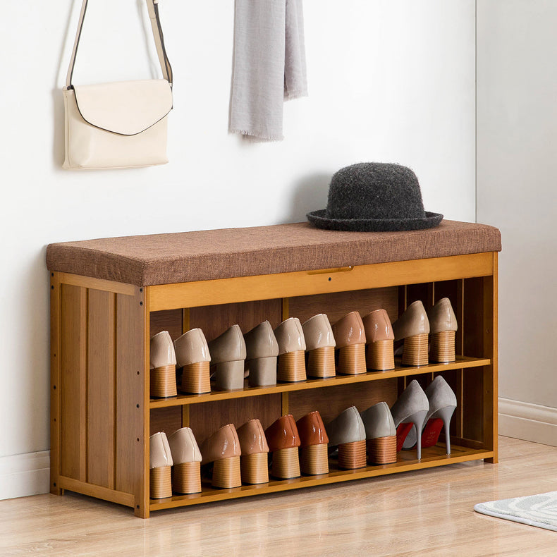 11.8 Inch Wide Traditional Cushioned Bench Bamboo Bench with Flip Top Clearhalo 'Benches' 'Chairs & Seating' 'furn' 'furn_benches' 'Furniture' 'Living Room Furniture' 6121646