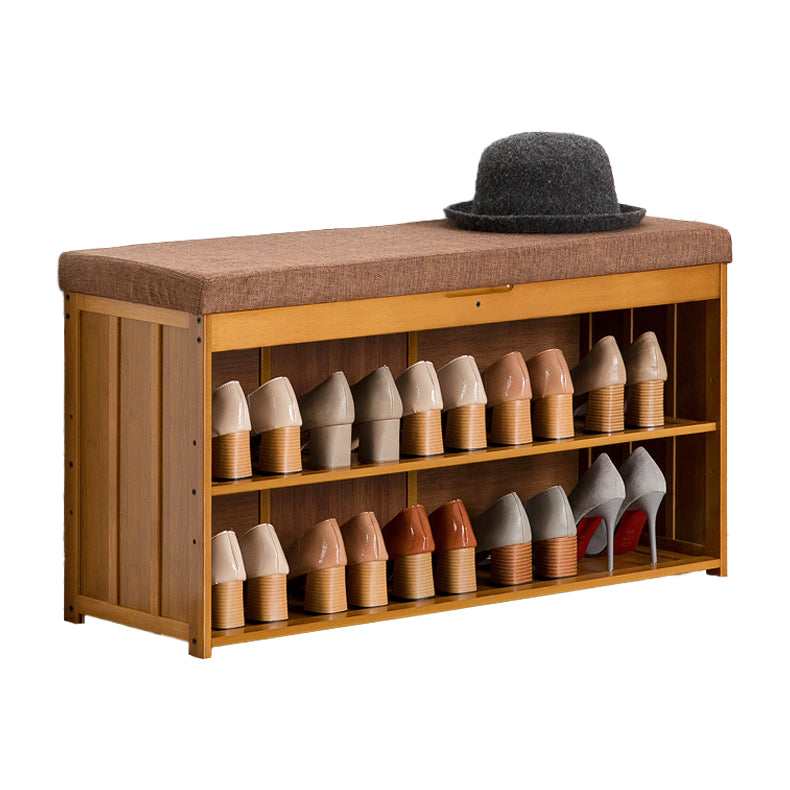 11.8 Inch Wide Traditional Cushioned Bench Bamboo Bench with Flip Top 35.4"L x 11.8"W x 18.9"H Brown Clearhalo 'Benches' 'Chairs & Seating' 'furn' 'furn_benches' 'Furniture' 'Living Room Furniture' 6121647