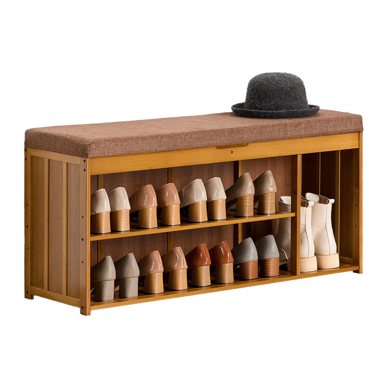 11.8 Inch Wide Traditional Cushioned Bench Bamboo Bench with Flip Top 39"L x 12"W x 19"H Brown Clearhalo 'Benches' 'Chairs & Seating' 'furn' 'furn_benches' 'Furniture' 'Living Room Furniture' 6121648