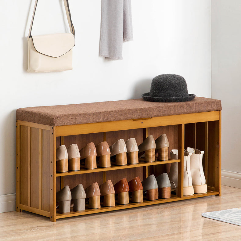 11.8 Inch Wide Traditional Cushioned Bench Bamboo Bench with Flip Top Clearhalo 'Benches' 'Chairs & Seating' 'furn' 'furn_benches' 'Furniture' 'Living Room Furniture' 6121649