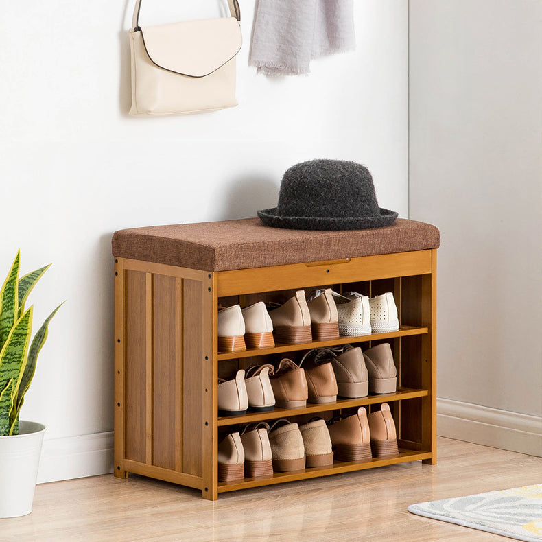 11.8 Inch Wide Traditional Cushioned Bench Bamboo Bench with Flip Top Clearhalo 'Benches' 'Chairs & Seating' 'furn' 'furn_benches' 'Furniture' 'Living Room Furniture' 6121659