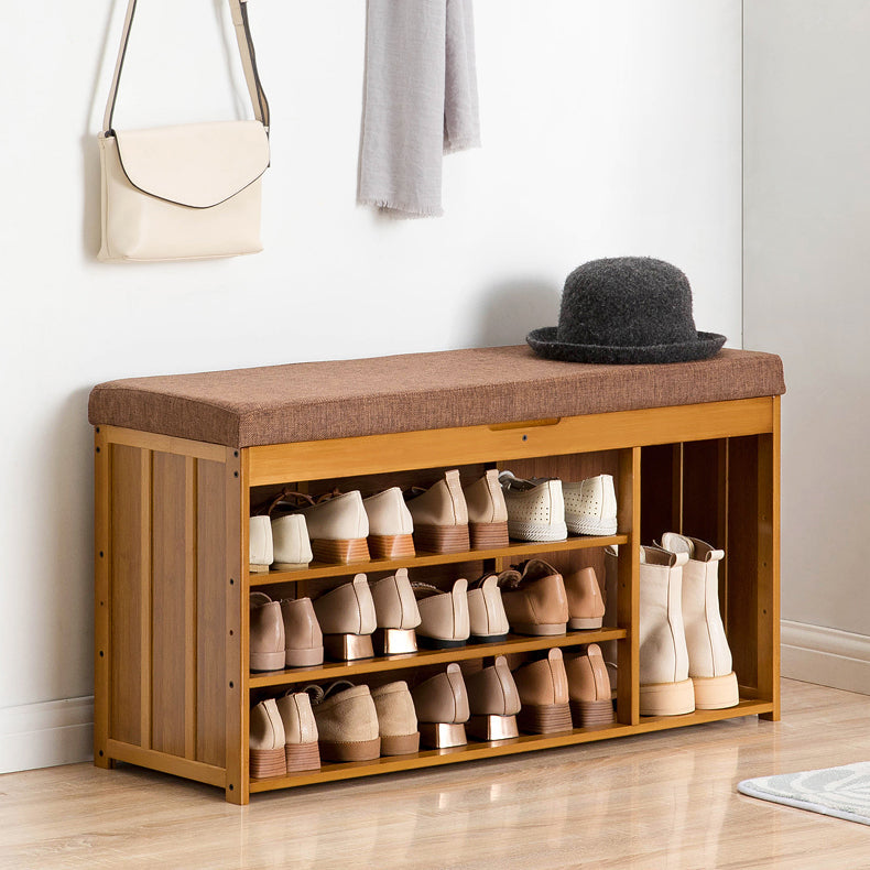 11.8 Inch Wide Traditional Cushioned Bench Bamboo Bench with Flip Top Clearhalo 'Benches' 'Chairs & Seating' 'furn' 'furn_benches' 'Furniture' 'Living Room Furniture' 6121661