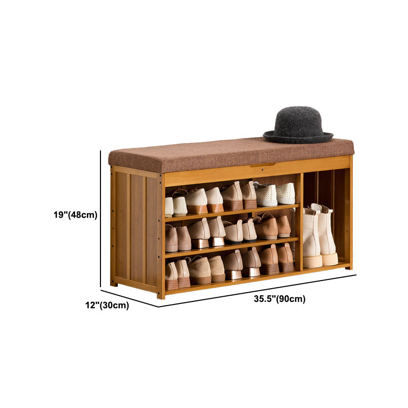 11.8 Inch Wide Traditional Cushioned Bench Bamboo Bench with Flip Top Clearhalo 'Benches' 'Chairs & Seating' 'furn' 'furn_benches' 'Furniture' 'Living Room Furniture' 6121670