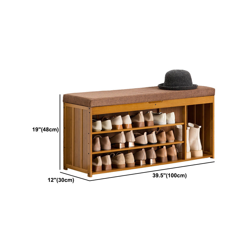 11.8 Inch Wide Traditional Cushioned Bench Bamboo Bench with Flip Top Clearhalo 'Benches' 'Chairs & Seating' 'furn' 'furn_benches' 'Furniture' 'Living Room Furniture' 6121671